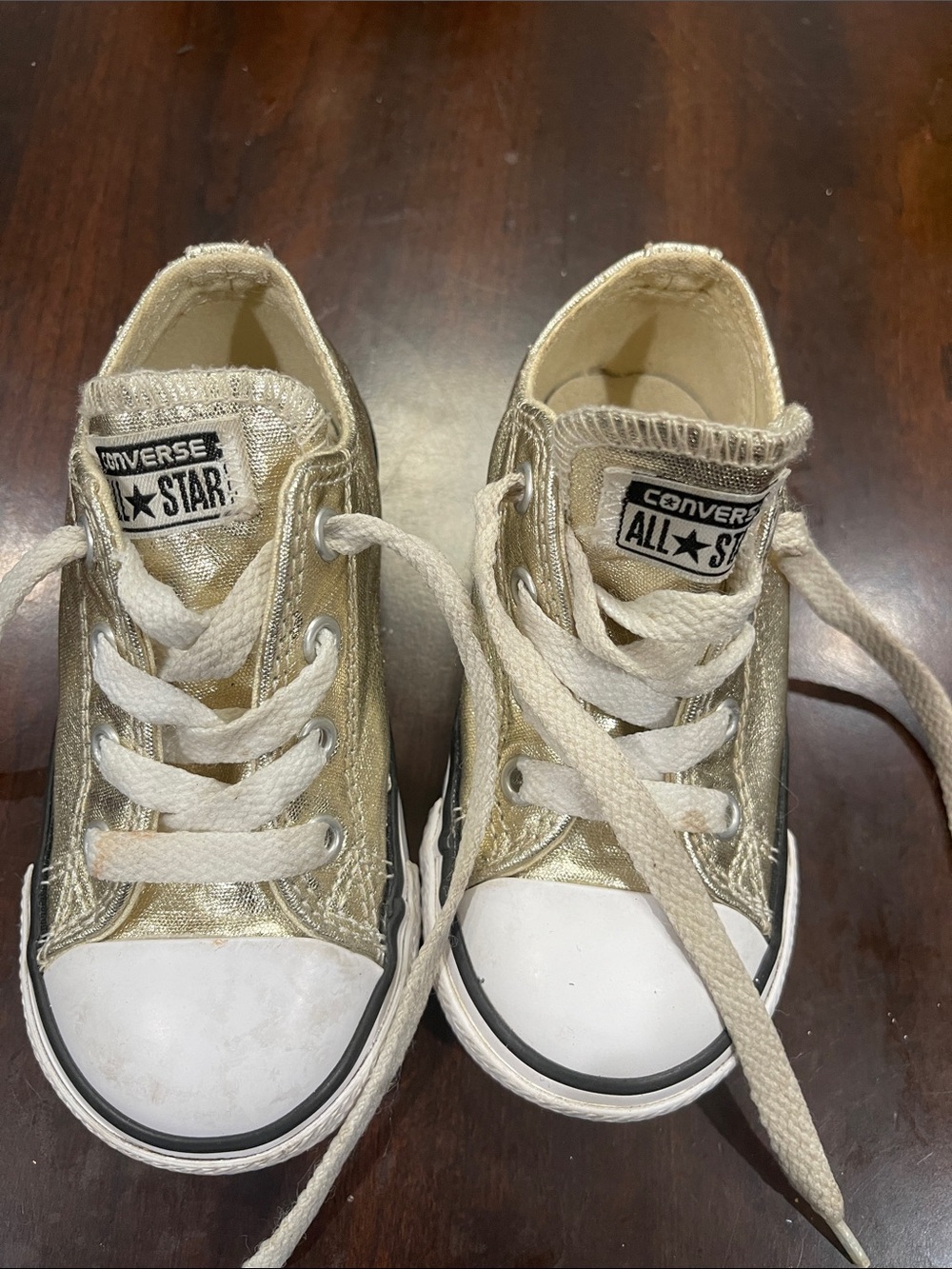 Converse Kids Metallic Gold Low-Top Sneakers with White Toe